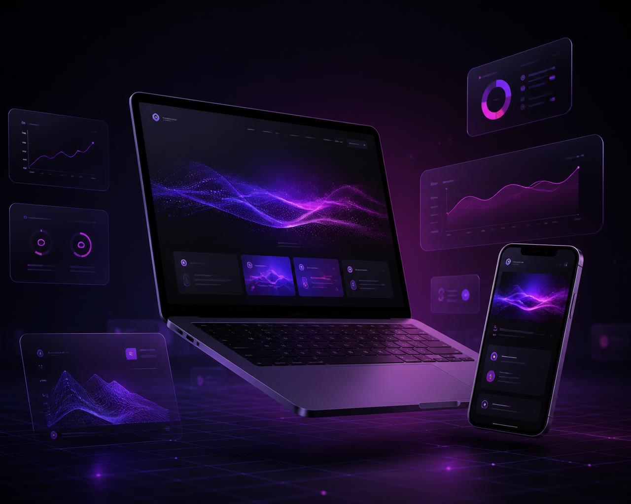 Composição de site e painel de resultados digitais desenvolvidos pela Olumia